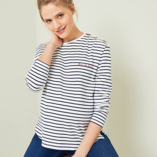 Sailor-Style T-Shirt dark blue stripes