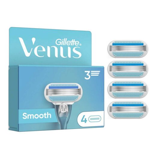 Gillette Venus Razor Blades, Smooth 3 Blade Women's Blades X4 Br/>, 4 Pack